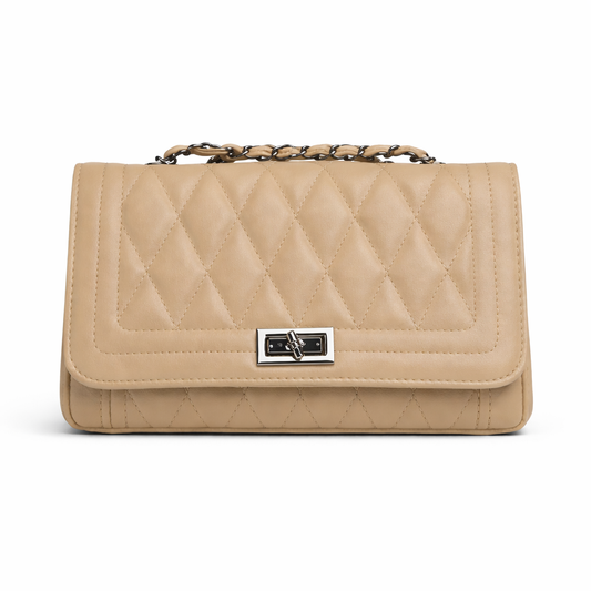 Bež elegantna torbica sa prošivenim dizajnom