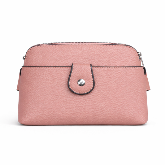 Svetlo roza ženska kožna torbica sa rajsferšlusom
