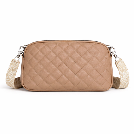 Bež moderna kožna torbica sa prošivenim dizajnom